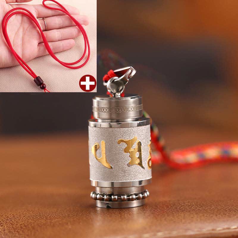 Karma Stone Tibet Om Mani Padme Hum Shurangama Mantra Titanium Steel Wisdom Amulet Necklace Pendant