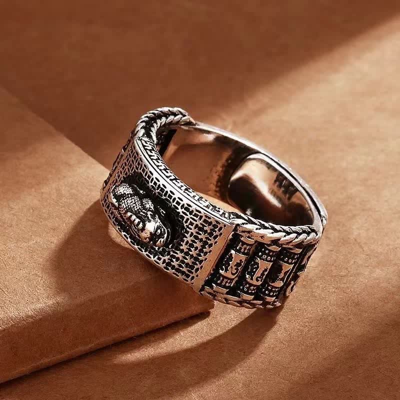 Karma Stone Lucky FengShui PiXiu Wealth Prayer Wheels Couple Ring