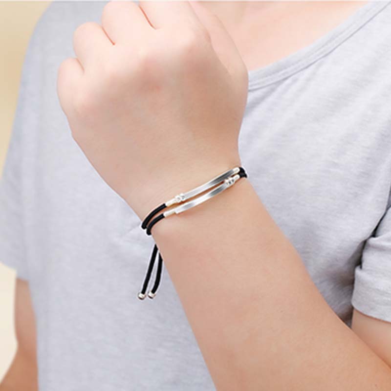 Karma Stone 925 Sterling Silver Red String Layered Braid Bracelet
