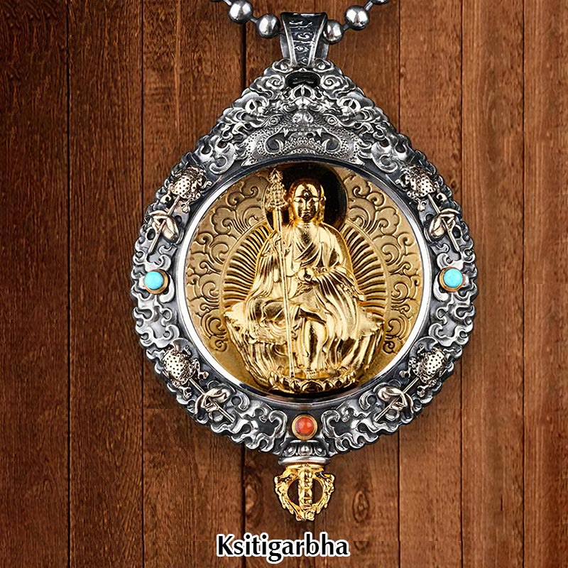 Karma Stone Chinese Zodiac Natal Buddha Thangka Nine Palaces Eight Diagrams Wealth Rotatable Necklace Pendant
