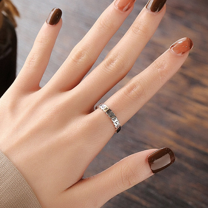 Karma Stone 925 Sterling Silver Six True Words Calm Wisdom Ring