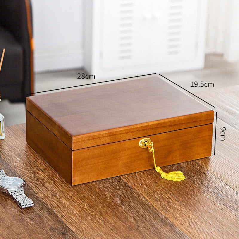 Karma Stone Vintage Wooden Jewelry Box Two-Layer Solid Wood Jewelry Storage Box