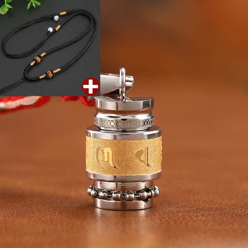 Karma Stone Tibet Om Mani Padme Hum Shurangama Mantra Titanium Steel Wisdom Amulet Necklace Pendant