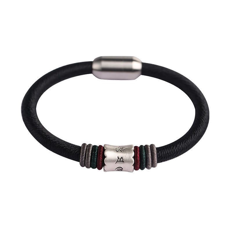 Karma Stone 999 Sterling Silver Om Mani Padme Hum Peace Magnetic Buckle Bracelet
