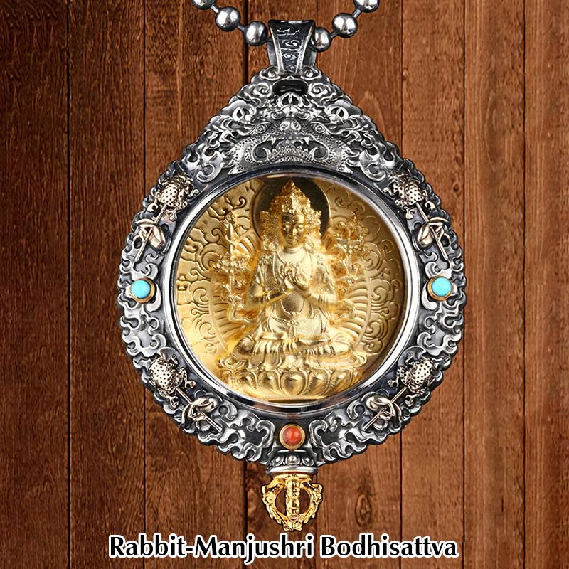 Karma Stone Chinese Zodiac Natal Buddha Thangka Nine Palaces Eight Diagrams Wealth Rotatable Necklace Pendant