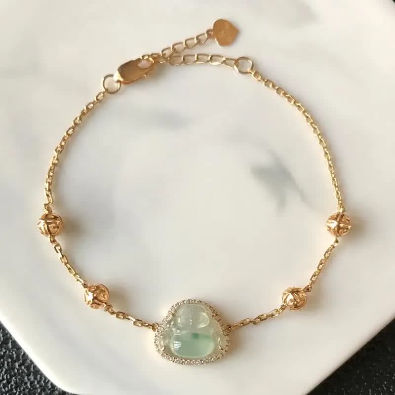 Karma Stone Laughing Buddha Jade Abundance Chain Bracelet