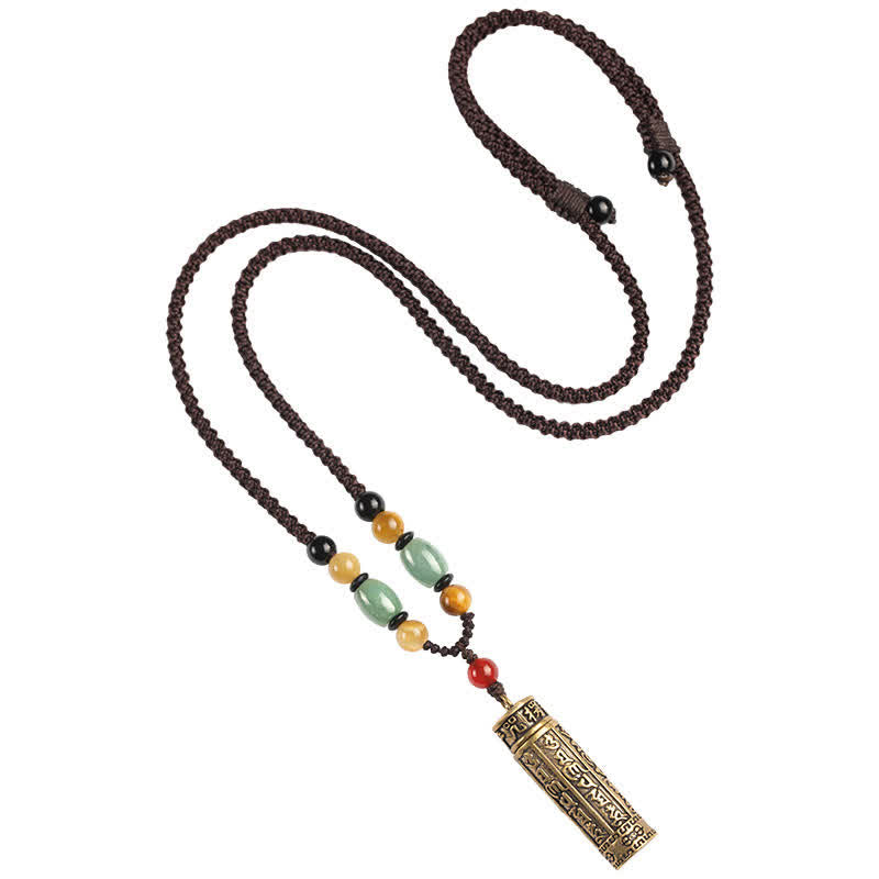 Karma Stone Tibet Om Mani Padme Hum Agate Shurangama Sutra Protection Necklace Pendant