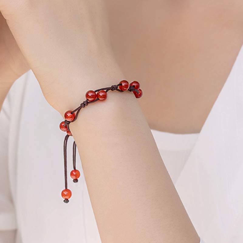 Karma Stone Red Agate Moss Agate Cinnabar Calm Bracelet