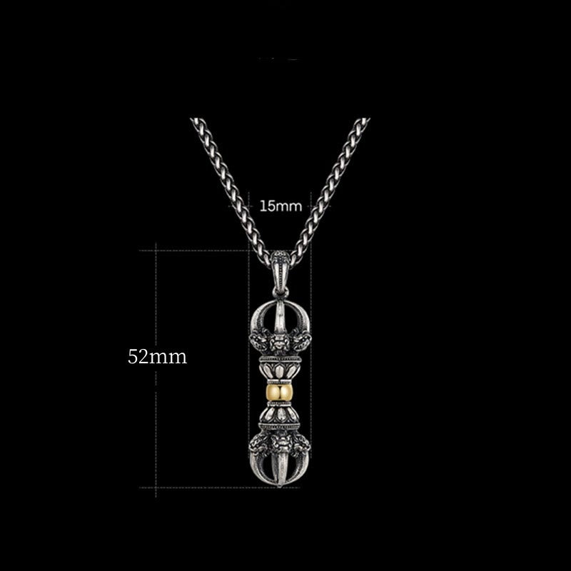 Karma Stone Tibetan Dorje Vajra Design Wealth Necklace Pendant
