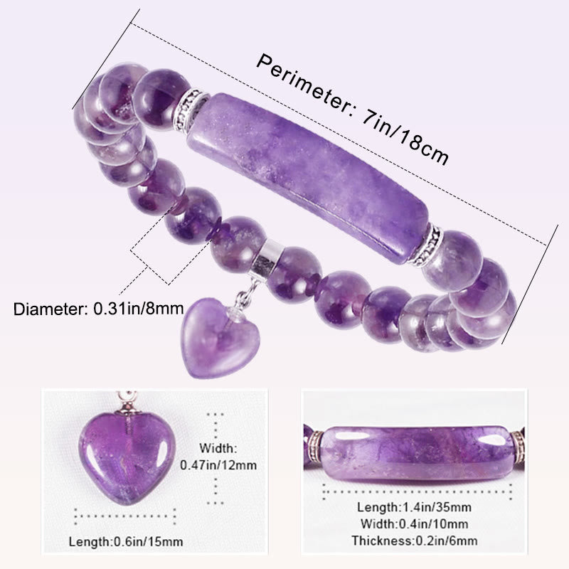 Karma Stone Natural Quartz Love Heart Healing Beads Bracelet
