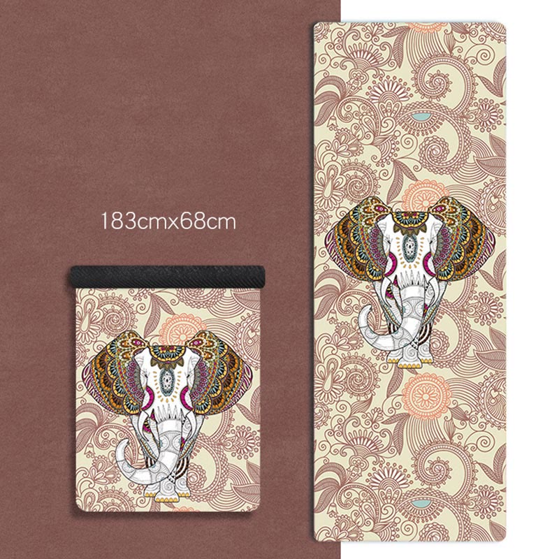 Karma Stone Tibetan Mandala Elephant Lotus Koi Fish Mindful Natural Rubber Yoga Mat Decoration