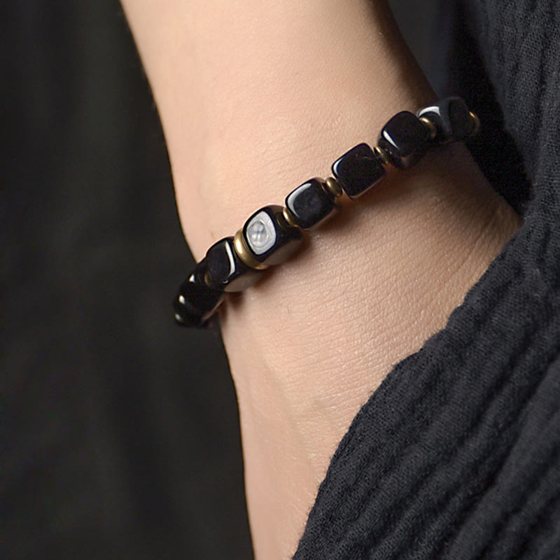 Karma Stone Black Obsidian Crystal Copper Strength Couple Bracelet