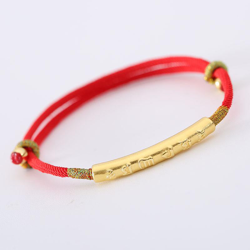 Karma Stone Tibetan Buddhist Handmade Mani Mantra Lucky Red String Bracelet