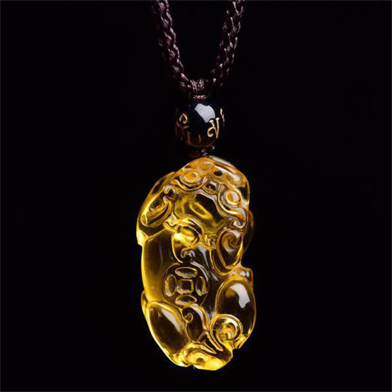 Karma Stone FengShui Citrine PiXiu Wealth Necklace Pendant