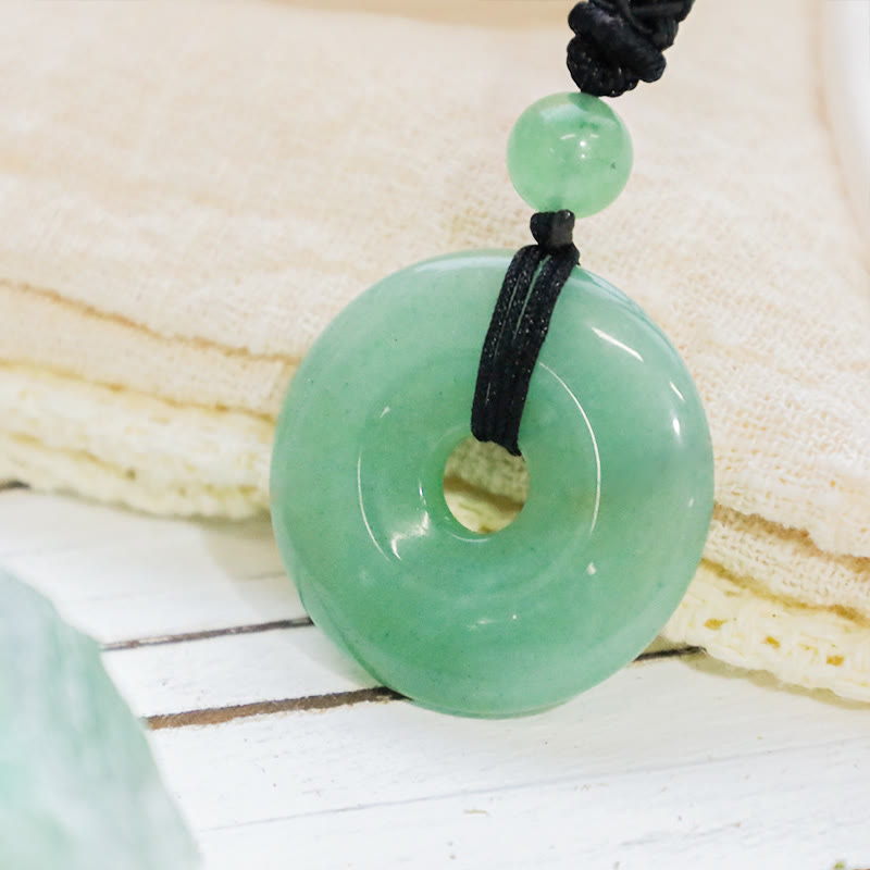 Karma Stone Lucky Coin Pendant Healing Crystal Gemstone Necklace
