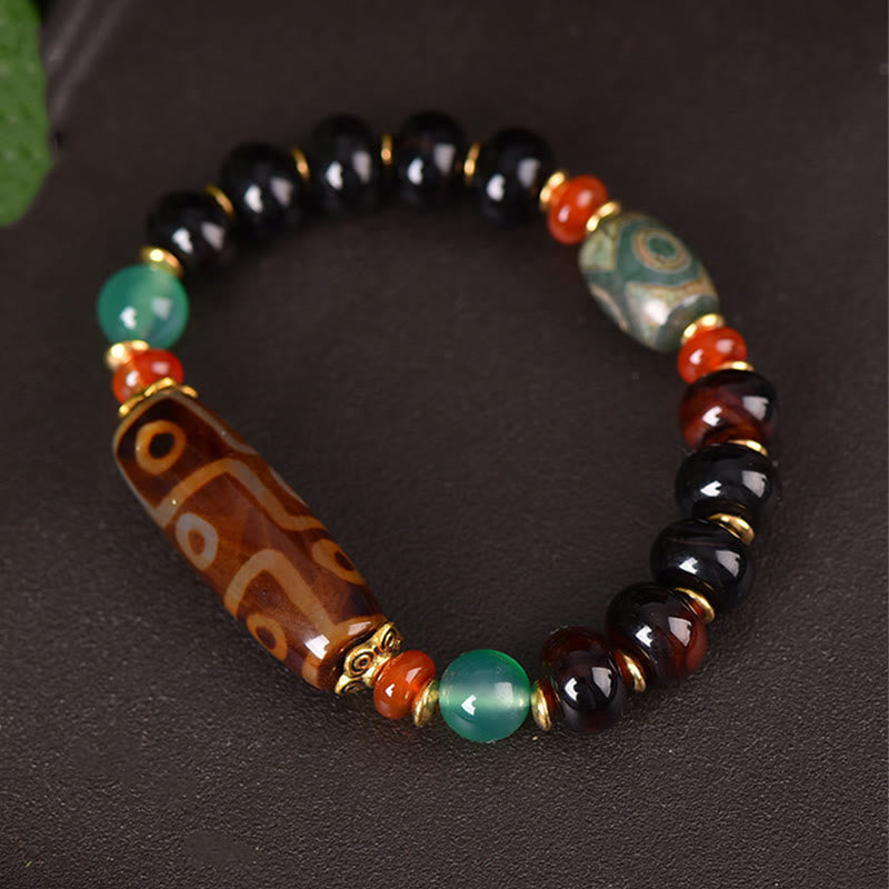 Karma Stone Tibetan Natural Nine-Eye Dzi Bead Three-eyed Dzi Bead Protection Bracelet