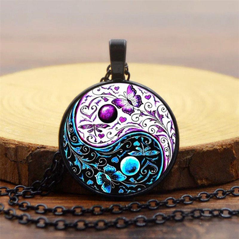Karma Stone Yin Yang Chain Balance Necklace Pendant