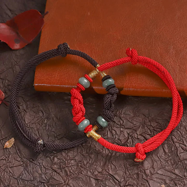 Karma Stone Red String Jade Luck Fortune Knot Braided Couple Bracelet
