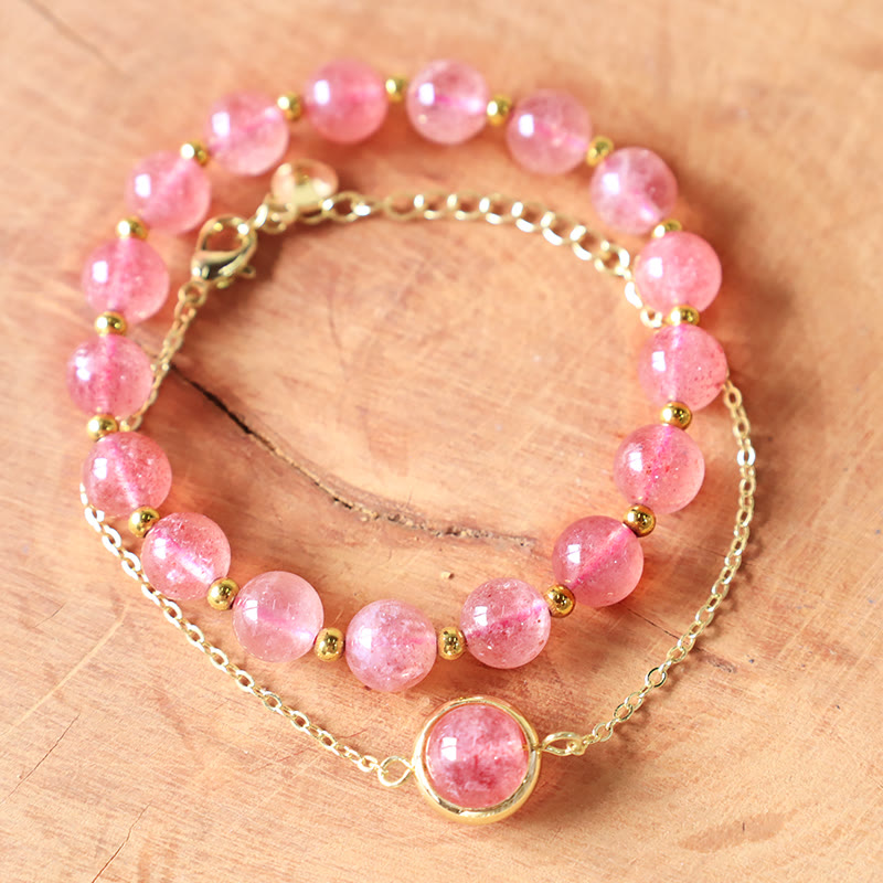 Karma Stone Sun Stone Strawberry Quartz Crystal Positive Bracelet
