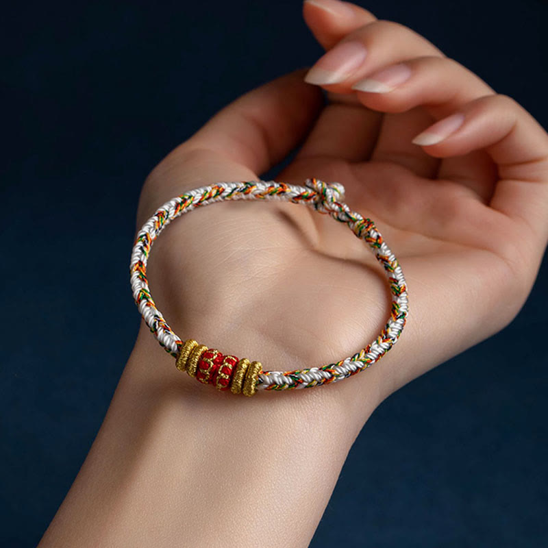 Karma Stone Tibet Handmade Chinese Zodiac Natal Buddha Luck Strength Braided String Bracelet