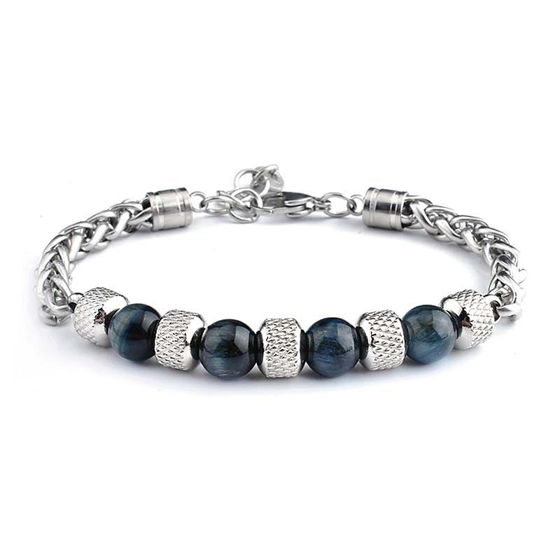 Karma Stone Black Onyx Tiger Eye Bead Courage Bracelet