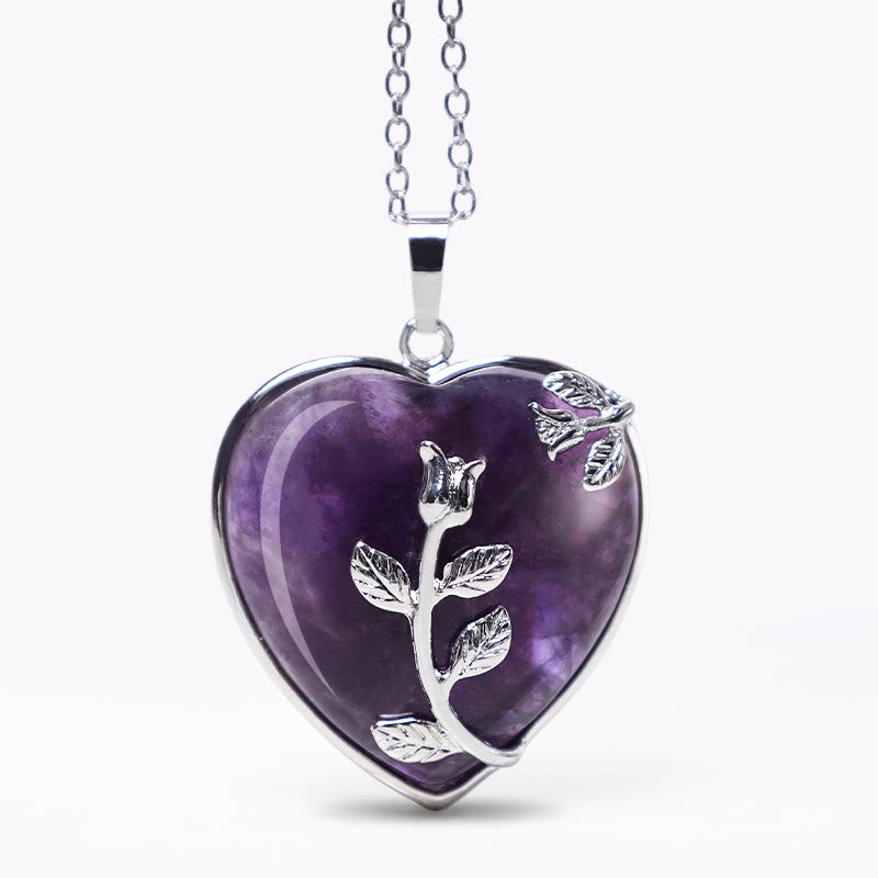 Karma Stone Natural Healing Crystals Heart Pendant Necklaces