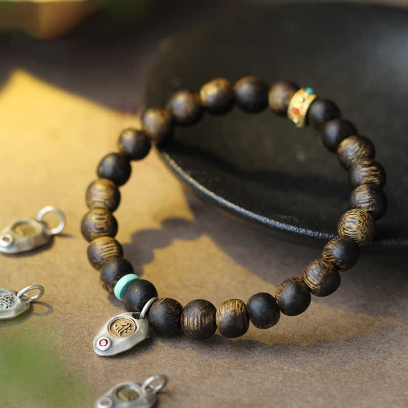 Karma Stone Vietnam Qinan Agarwood Turquoise Balance Strength Bracelet