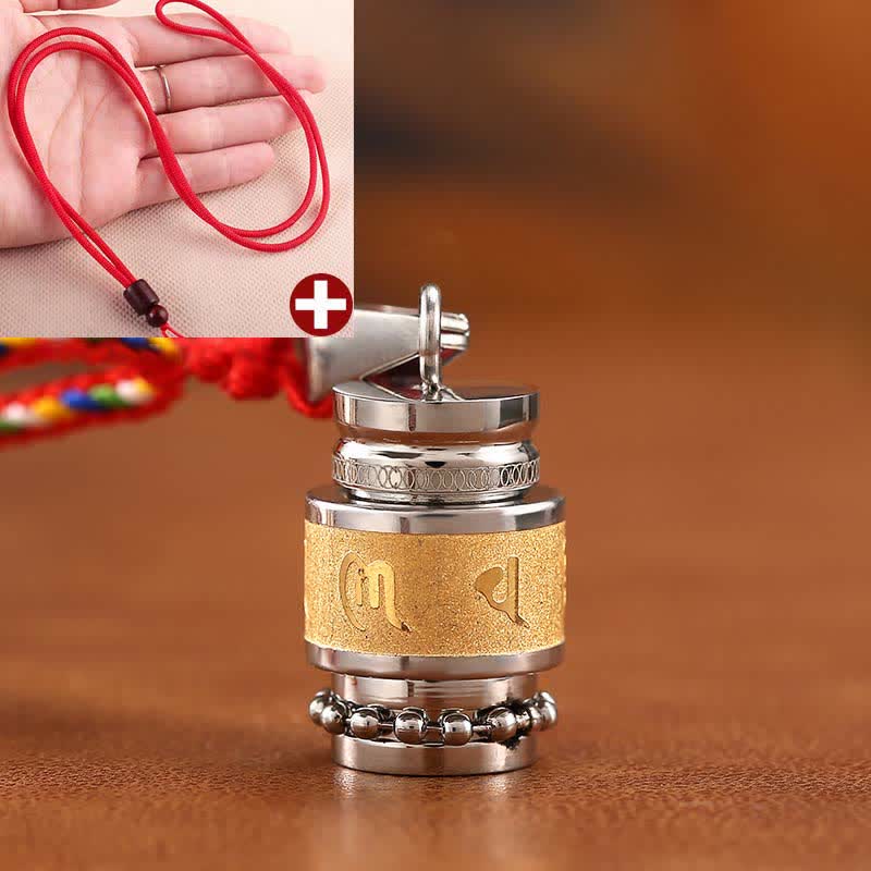 Karma Stone Tibet Om Mani Padme Hum Shurangama Mantra Titanium Steel Wisdom Amulet Necklace Pendant