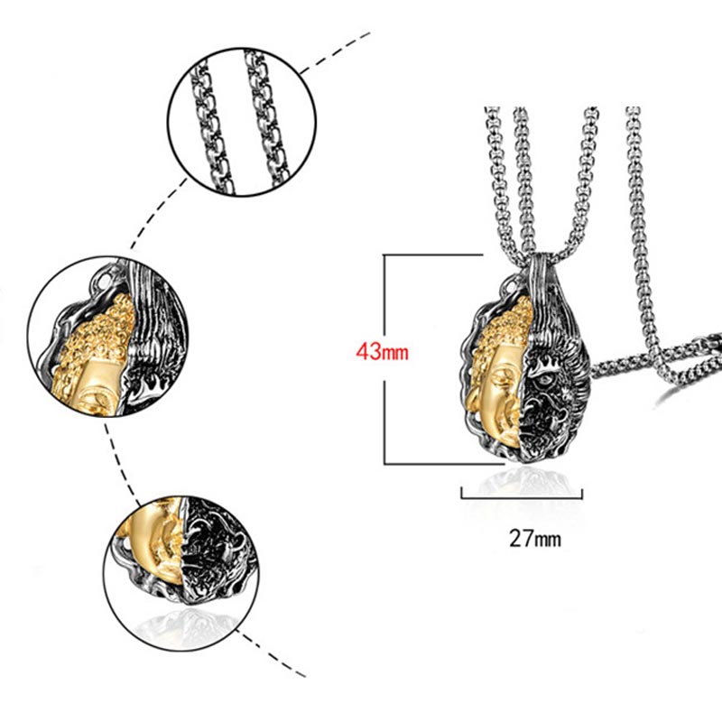 Karma Stone Half Buddha Half Devil Powerful Necklace