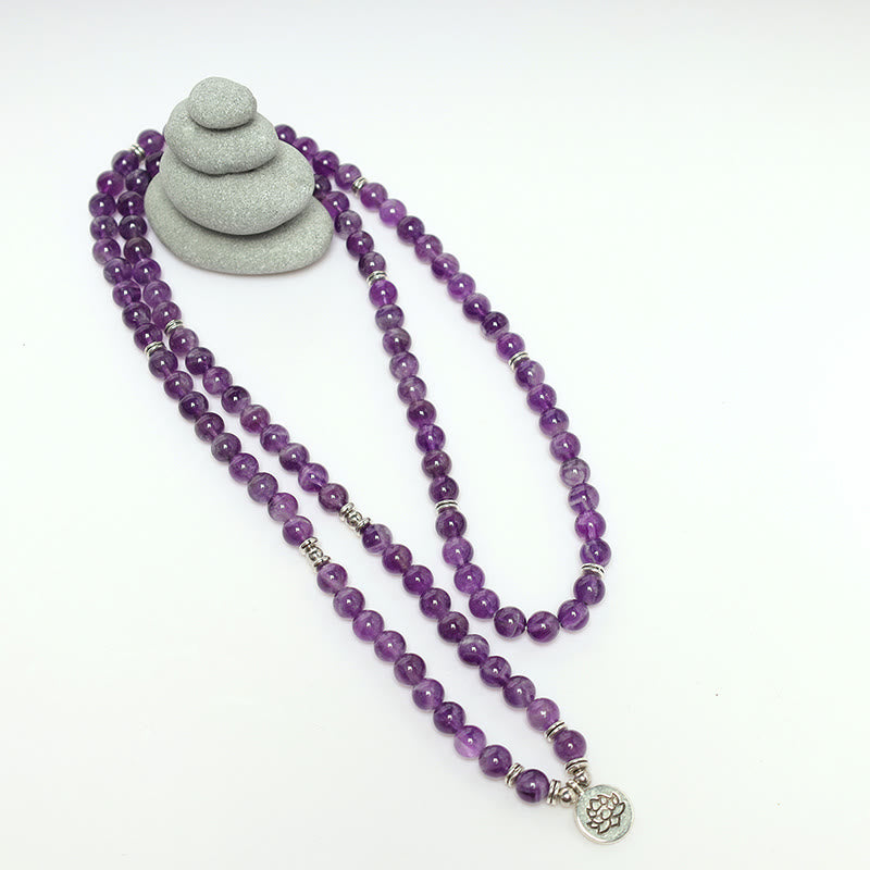 Karma Stone Natural Amethyst Purification Mala Bracelet