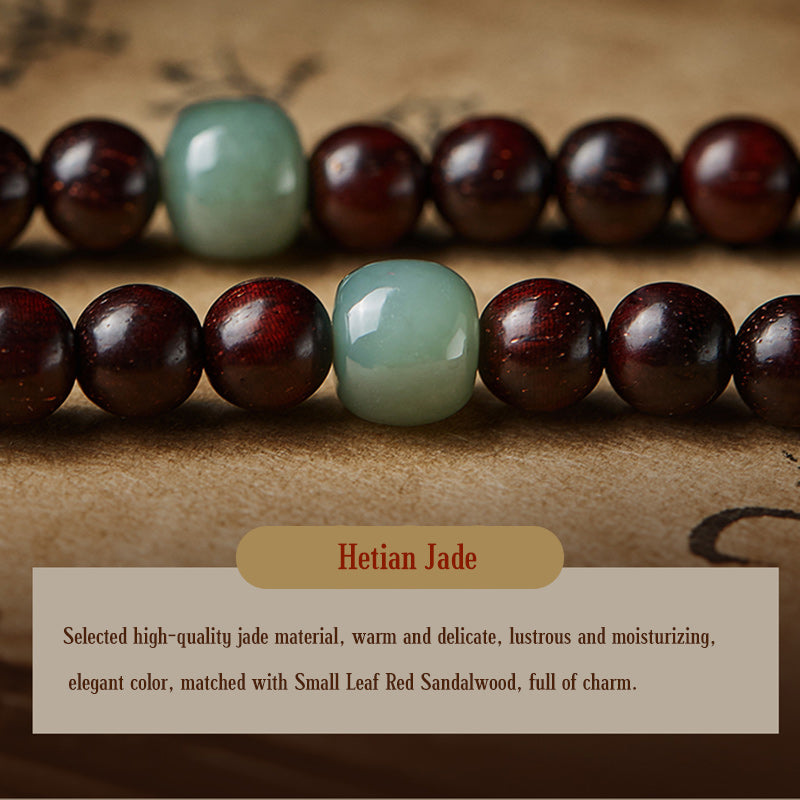 Karma Stone Chinese Zodiac Natal Buddha 108 Mala Beads Small Leaf Red Sandalwood Red Agate PiXiu Protection Bracelet