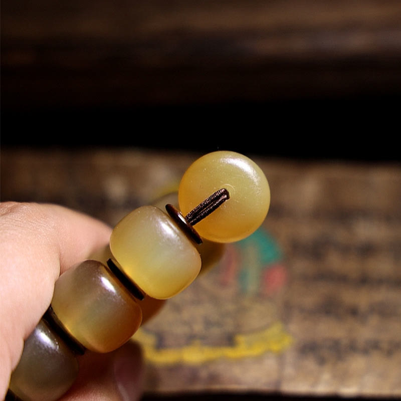 Karma Stone Handmade Tibetan Sheep Horn Om Mani Padme Hum Auspiciousness Bracelet