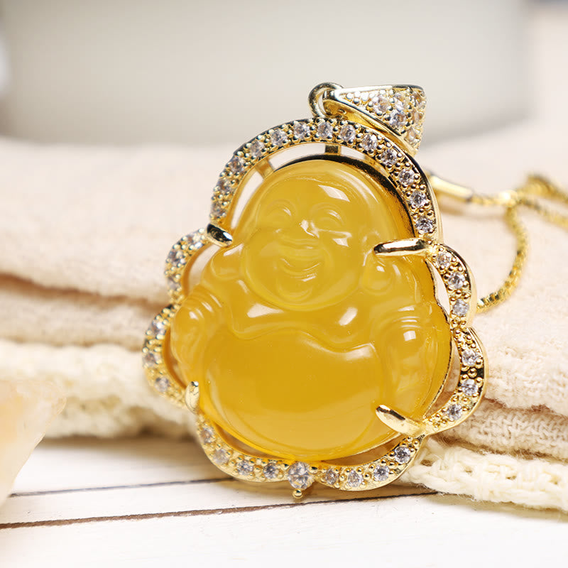 Karma Stone Good Luck Laughing Buddha Necklace