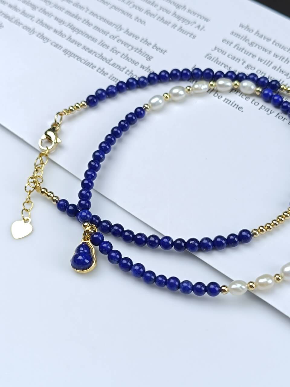 Lapis Lazuli Gourd Pearl Necklace Natural Freshwater Pearls, 925Sterling Silver