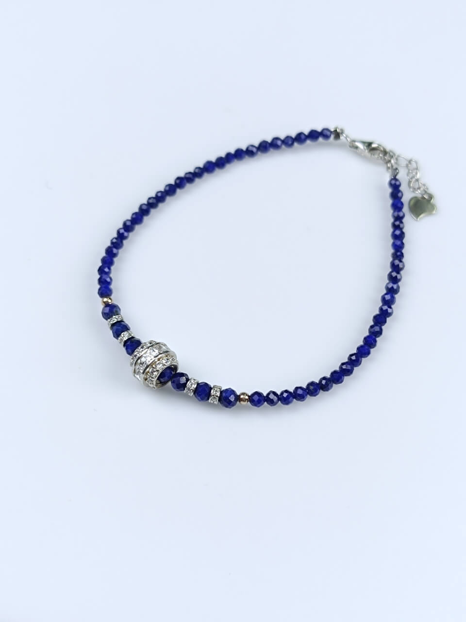 Lapis Lazuli Faceted Full Diamond Accent Bracelet