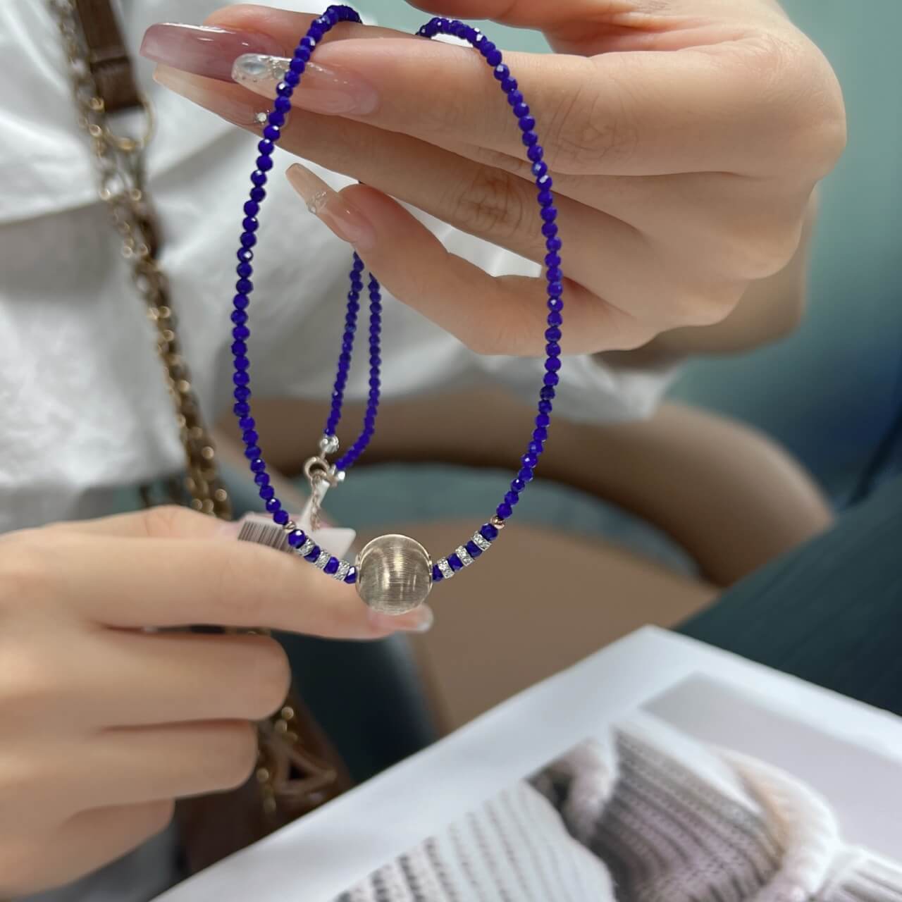 Lapis Lazuli 12mm Silver Ball Necklace Sterling Silver