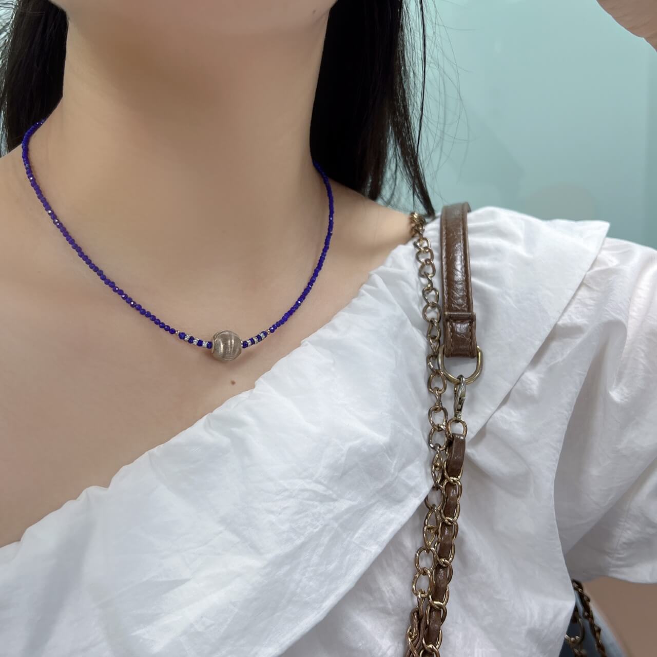 Lapis Lazuli 12mm Silver Ball Necklace Sterling Silver