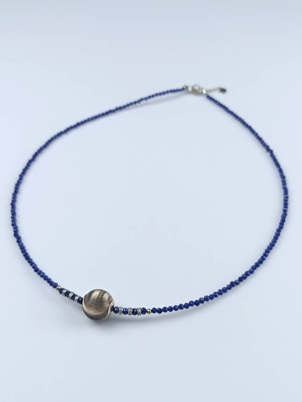 Lapis Lazuli 12mm Silver Ball Necklace Sterling Silver