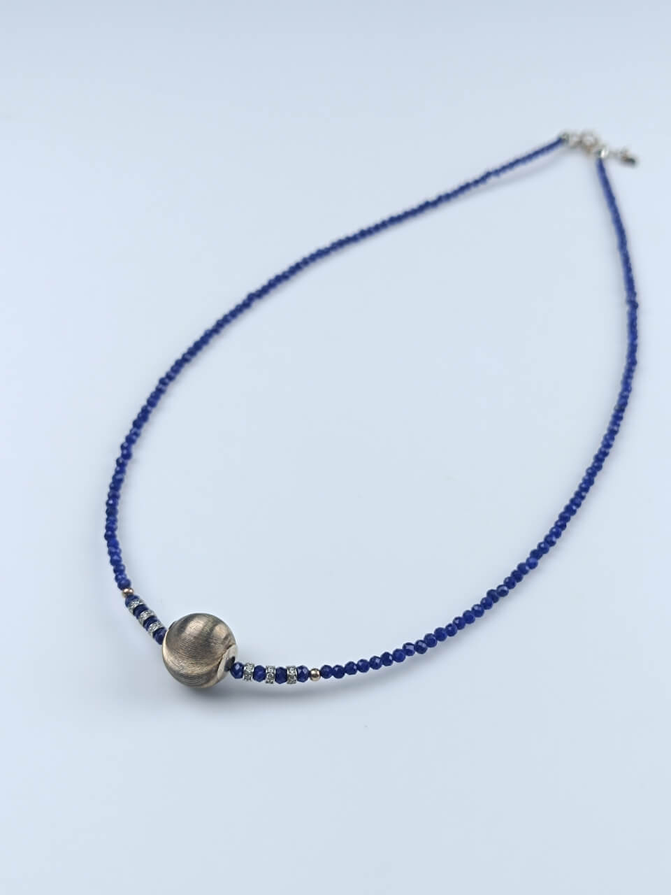 Lapis Lazuli 12mm Silver Ball Necklace Sterling Silver