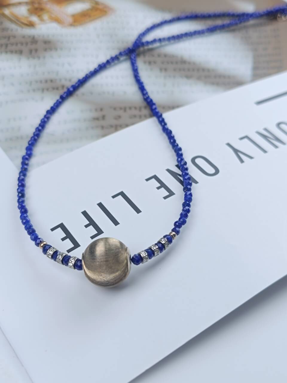 Lapis Lazuli 12mm Silver Ball Necklace Sterling Silver