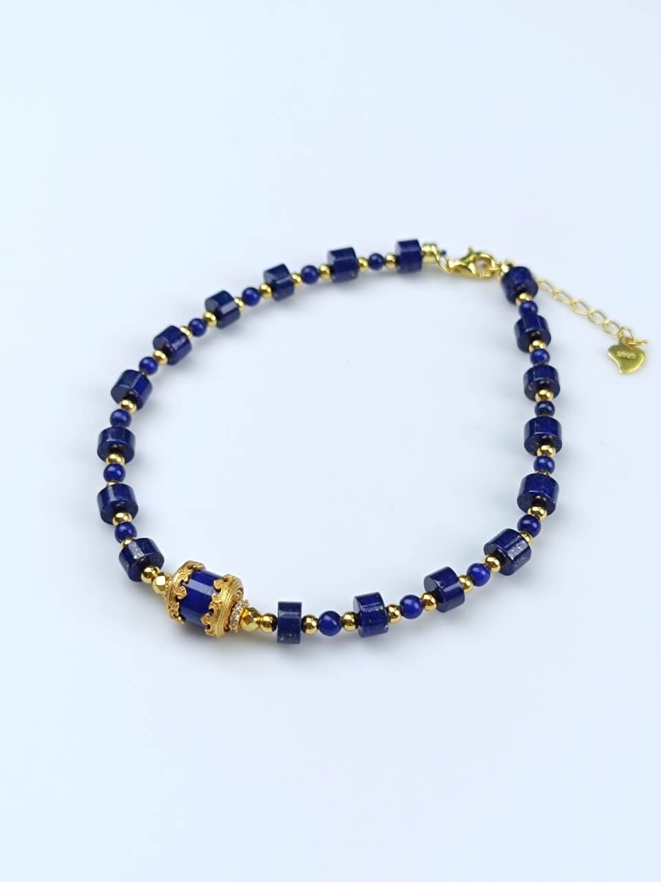Lapis Lazuli 5mm Straight Cut Bracelet 925 Sterling Silver
