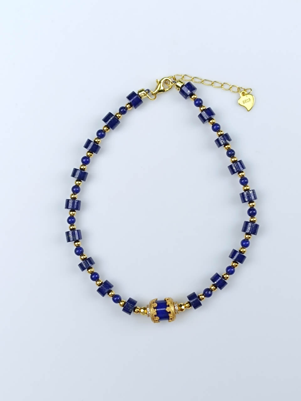 Lapis Lazuli 5mm Straight Cut Bracelet 925 Sterling Silver