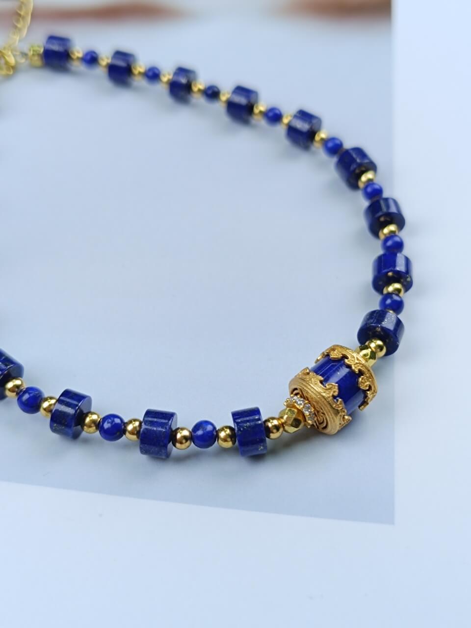 Lapis Lazuli 5mm Straight Cut Bracelet 925 Sterling Silver