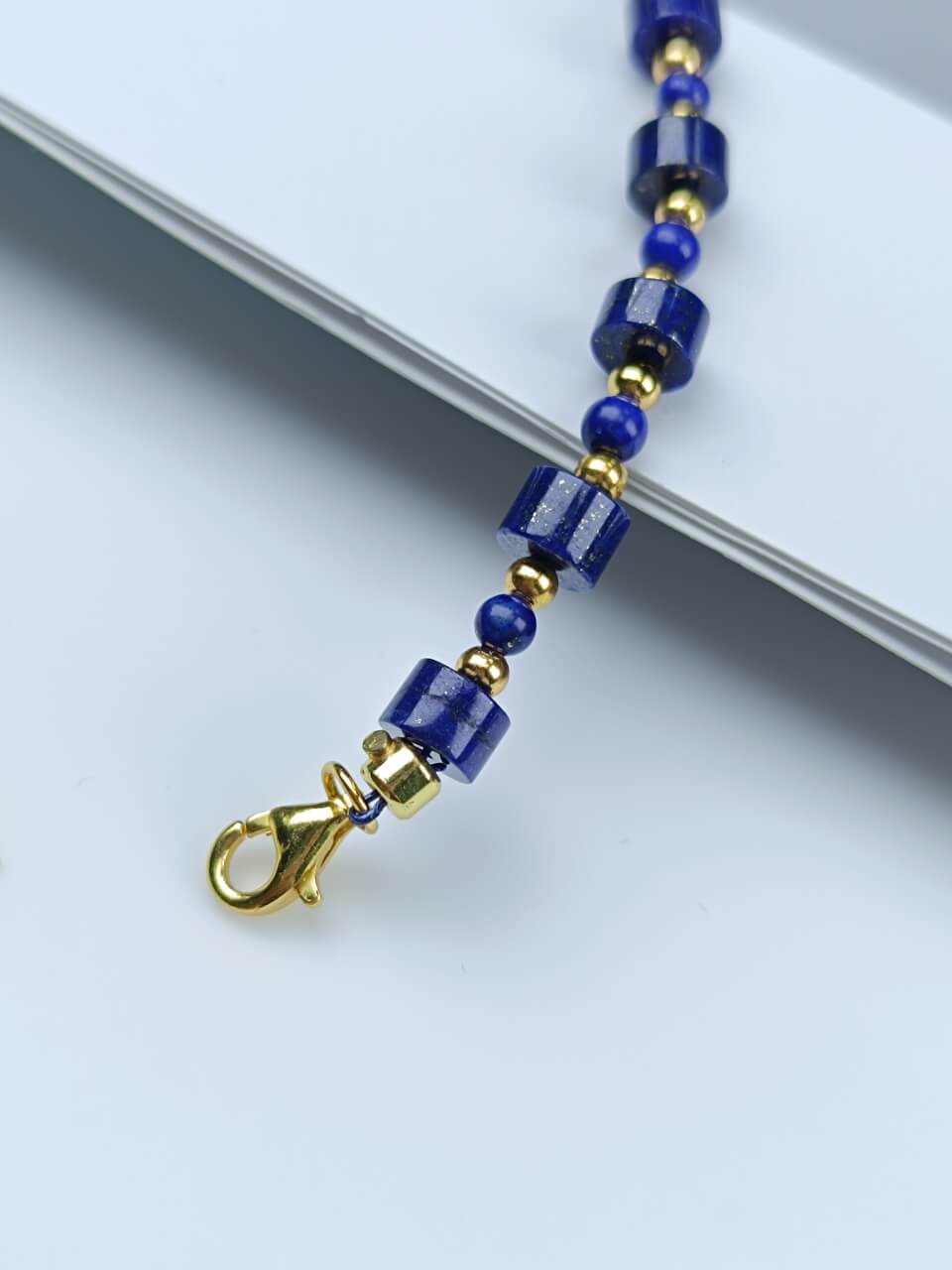 Lapis Lazuli 5mm Straight Cut Bracelet 925 Sterling Silver