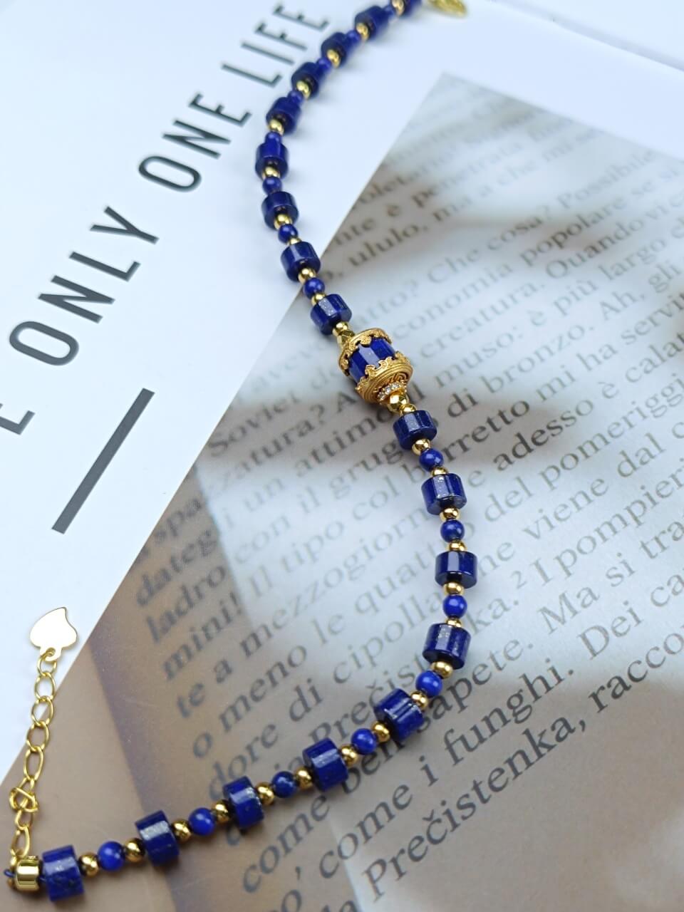 Lapis Lazuli 5mm Straight Cut Bracelet 925 Sterling Silver