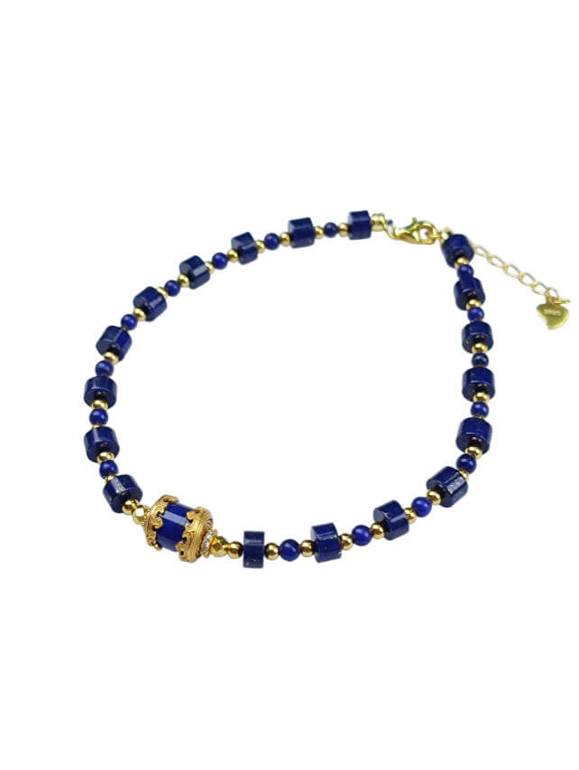 Lapis Lazuli 5mm Straight Cut Bracelet 925 Sterling Silver