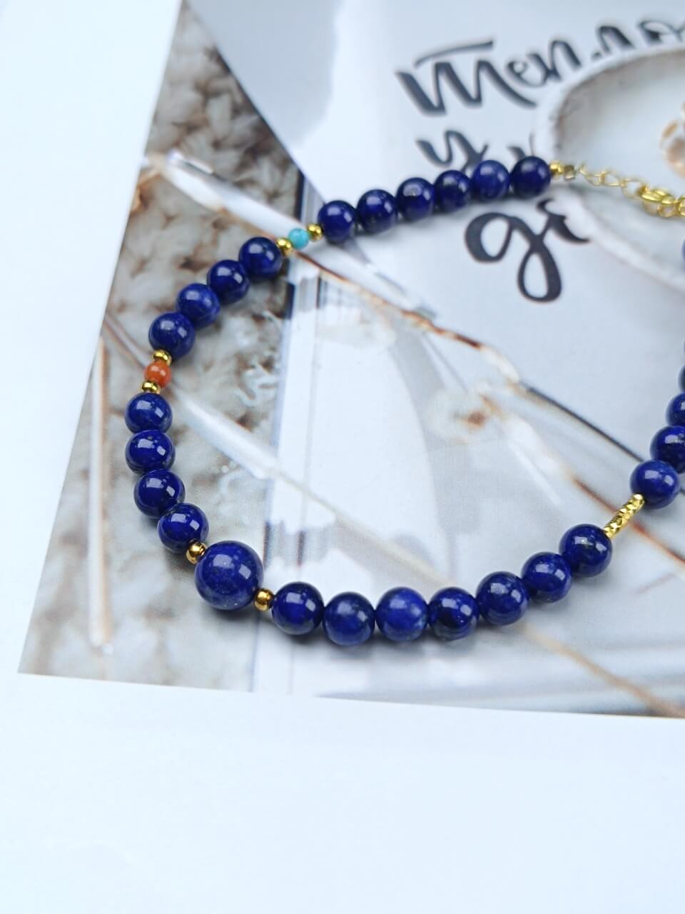 Lapis Lazuli Guardian Bracelet Turquoise, South Red Jade, Sterling Silver