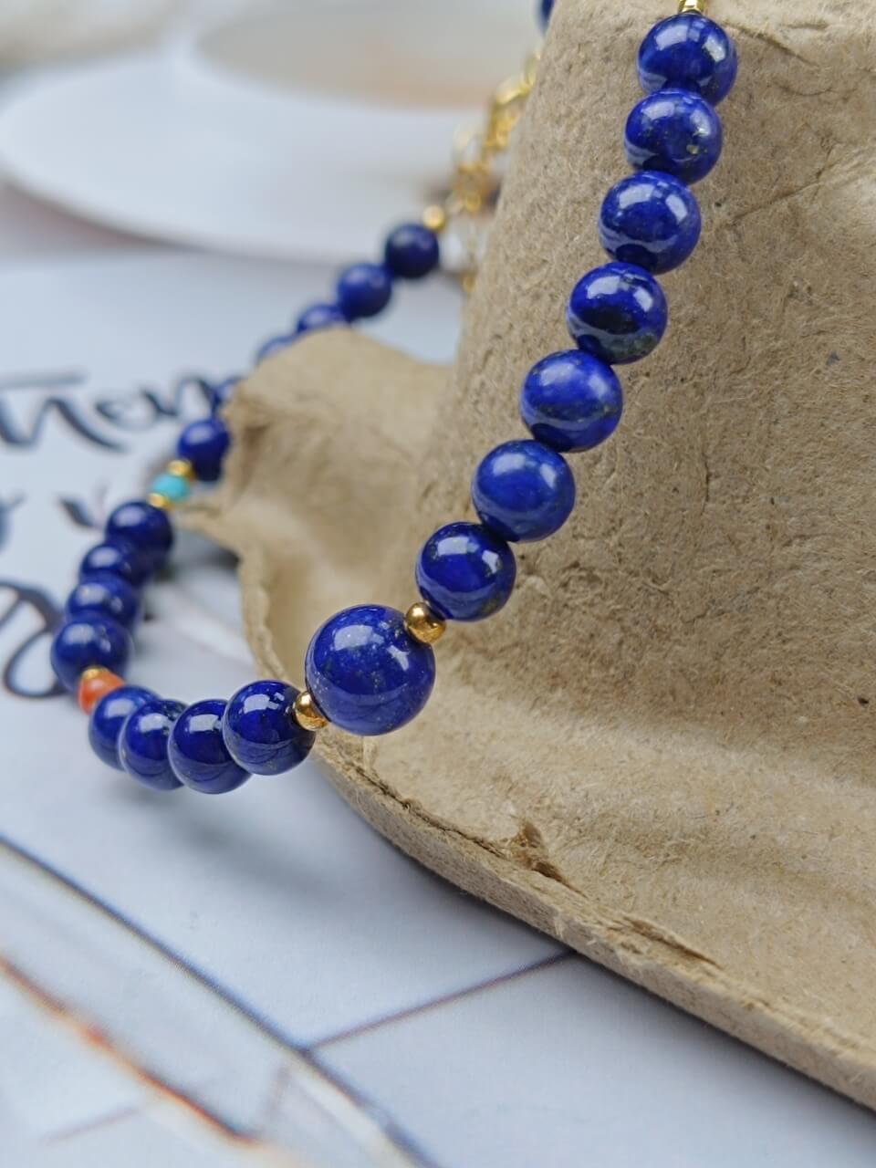 Lapis Lazuli Guardian Bracelet Turquoise, South Red Jade, Sterling Silver