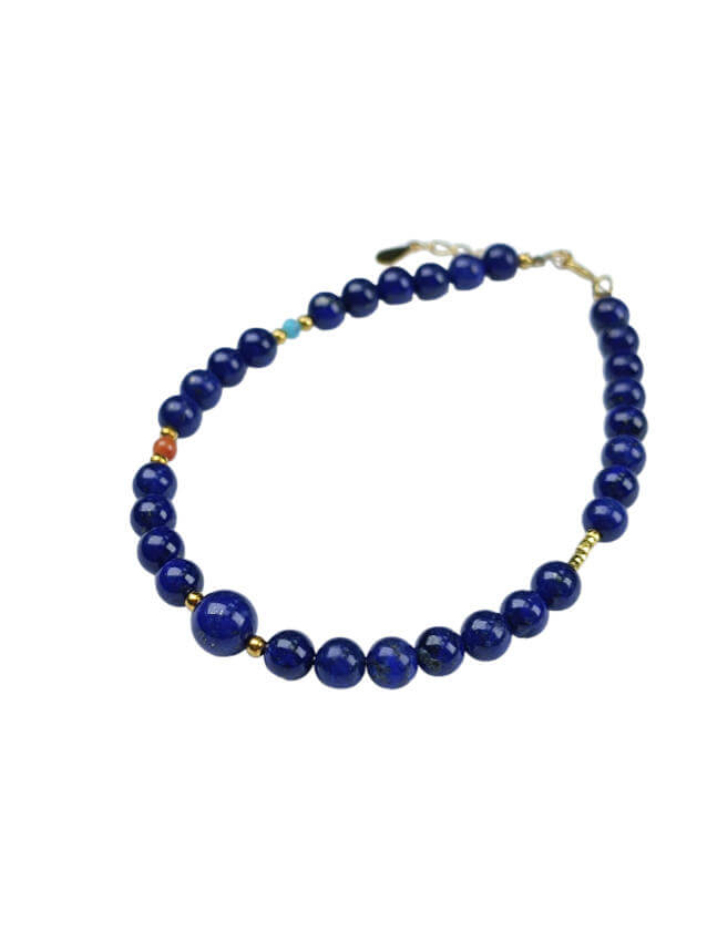 Lapis Lazuli Guardian Bracelet Turquoise, South Red Jade, Sterling Silver