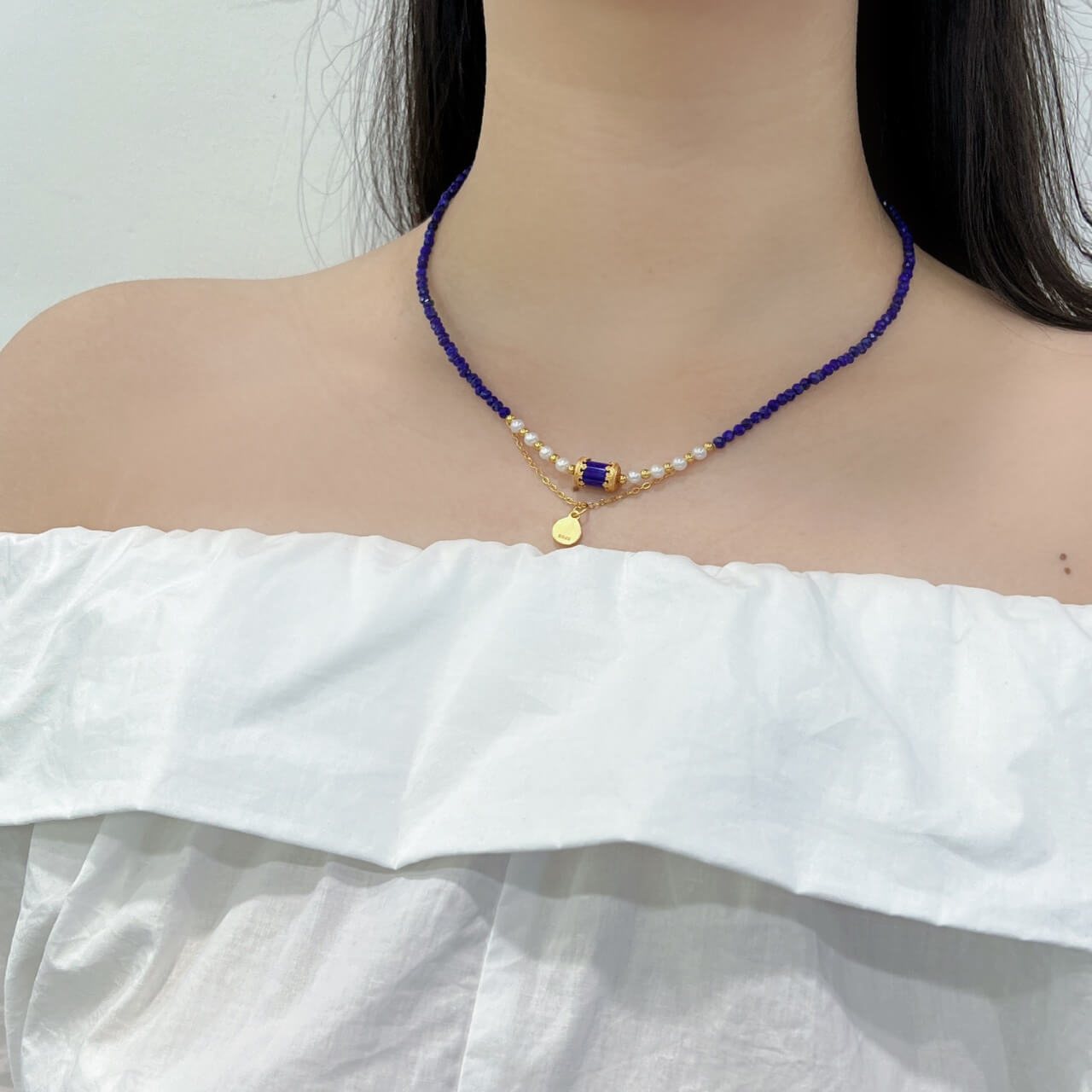 Lapis Lazuli Buddha Pendant Necklace Natural Freshwater Pearls, Sterling Silver